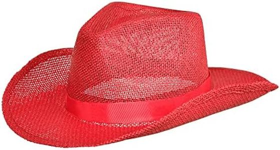 Straw Cowboy Hat | Red | Adult Size | 1 Pc.