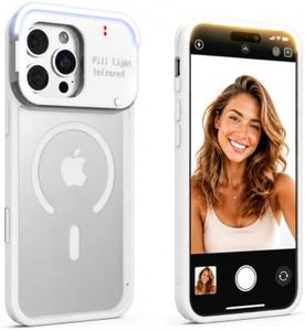 tesha for iPhone 16 Pro Max Case, Magnetic Phone Case with Selfie Fill Light & IR Hidden Camera Detector, Rugged Shockproof Protective Phone Cover for Travel & Night Photography White