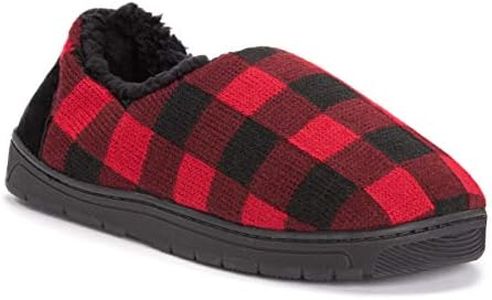 MUK LUKS Men's John Slippers, Red/Black, Small