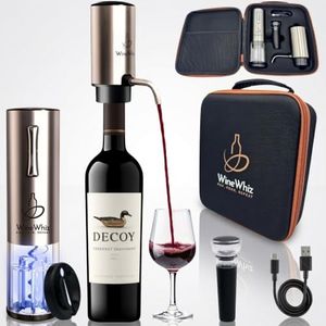 Electric Wine Aerator & Opener Set by WineWhiz with Case and Accessories (Rechargeable Stainless Steel Corkscrew, Dispenser, Foil Cutter Tool, Stopper), Ideal Gift for Housewarming