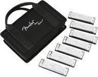 Fender Blues Deluxe Harmonica Set, 7-Pack, Chromed Metal Covers, Classic Bright Tone, Multiple Keys, Includes Case, Nickel