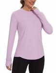 Gyabnw Women Workout Shirts Long Sleeve Activewear Tops UPF 50+ UV Sun Protection Ladies Workout Running Outdoor Gym Hiking Lightweight Shirts with Thumbhole Purple