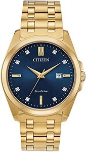 Citizen Men's Classic Peyton 3-Hand Eco-Drive Watch, Date, Sapphire Crystal, Diamond Markers, Gold Tone/Blue Dial