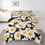 Feelyou Botanical Floral Bedding Set Boys Girls Queen Size Daisy Comforter Set for Kids Women Men Ultra Soft Blossom Flowers Comforter Garden Plants Duvet Set Room Decor Quilt Set