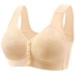 My Orders Daisy Bras for Older Women UK Front Closure No Underwire Push Up Plus Size Bra Comfy Convenient Breathable Everyday Soft Lingerie High Support Underwear (Beige, L)