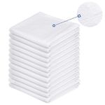 Flour Sack Kitchen Towels|Halloween DIY Towel|Cotton Blank Towel|Tea Towel Crafting Embroidery|Thick Absorbent Quick Dry|Baking Bread Proofing Linen Cover, Diamond Crinkle White 28"x28" - Pack of 12