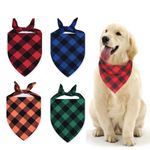 Tsathoggua Dog Bandanas 4 Pack - Stylish Dog Triangle Bibs Scarf - Classic Checkered Cotton Neckerchief Bandana for Small, Medium, and Large Dogs - Washable and Durable - Adjustable Fit