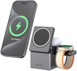 URBN Wireless Charger 3-in-1 MagSafe Charging Stand | Foldable Charger for Apple iWatch, AirPods, iPhone 16/16 Pro/16 Plus/15/15 Pro Max & Qi-Compatible Smartphones | Qube Design
