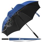 ANYCHO 60inch Big Umbrella for man, Auto Open Golf Rain Umbrella with cover, Windproof, Waterproof and UV Protection Umbrella Big Size for 2-3 Men, Women and Family (Black) (Blue 2)