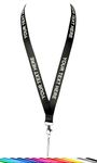 ROLSELEY Personalised Plain Lanyard Neck Strap with Printed Custom Text (White/Silver) with Safety Breakaway (Black + TEXT)