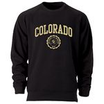 Ivysport Crewneck Sweatshirt for College, Heritage Logo, Color, Adult Unisex, Colorado Buffaloes - Black, Medium