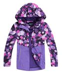 M2C Girls' Outdoor Waterproof Fleece Liner Rain Jacket 4/5 Purple Bubble