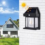 YZYOE Solar Induction Wall lamp Warm Light， Wireless Dusk to Dawn Motion Sensor LED Sconce Lights IP65 Waterproof.