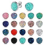 20 Pairs Druzy Studs Earrings Set Round Stud Earrings Stainless Steel Pierced Earrings Jewelry for Women Girls