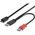 StarTech 3-Feet USB Y Cable for External Hard Drive - Dual USB A to Micro B-Black