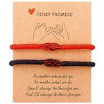 Pinky Promise Bracelets for Friends Friendship Bracelet Long Distance Relationship Gift Red Adjustable String Bracelet Good Luck Knot Bracelet for Couples…