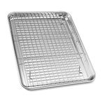 Herogo Stainless Steel Bakeware Pan Set Nonstick, 12.4 x 9.6 x 1 Inch, Oven Baking Pan with Corrugated Surface, Cookies Sheet Tray Rack Set, Rust Resistant, Dishwasher Safe