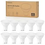 GU10 LED Bulbs, 10 Pack Cnkeeo 6000K Daylight White Non-Dimmable, 880LM, 8W(80W Halogen Equivalent), No Flicker, Energy Saving GU10 LED Bulb for Living Room Recessed Ceiling Fixtures, Track/Spot Light