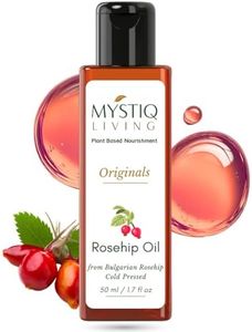 Mystiq Living Rosehip Oil for Skin and Face - 50 ML | Face Oil for Gua Sha Massage | For Acne Scars, Under Eyes, Fine Lines, Anti Pigmentation, Glowing Skin | 100% Pure & Natural, Cold Pressed | Rosehip Seed Oil