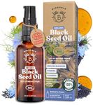 BIONOBLE Black Seed Oil Organic Cold Pressed - 100% Natural, Hexane-Free - Anti-Acne, Purifying - Organic Black Seed Oil for Face, Hair - Pure Cumin Cold Pressed - Glass Bottle, Pipette, Pump - 50ml