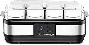 ROMMELSBACHER JG 40 Yoghurt Maker for up to 1200 g Yogurt, LCD Display, 18 Hour Timer, Automatic Shut-Off, Electronic Temperature Control, 8 Portion Glasses of 150 ml, 40 Watt