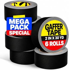 6-Pack Black Gaffers Tape - 2 inch x 30 Yards - Pro Water-Resistant Black Gaff Tape for Cables, Matte, Non-Reflective, Easy Tear by Hand, No Residue, Stage Marking, Photography, Audio, Video Setup