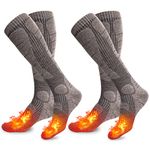 Merino Wool Ski Socks 2 Pairs Mens Womens Over the Calf Thermal Socks for Snowboarding Hiking Skiing