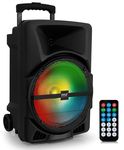 Wireless Portable PA Speaker System -1200W High Powered Bluetooth Compatible Indoor and Outdoor DJ Sound Stereo Loudspeaker w/USB SD MP3 AUX 3.5mm Input, Flashing Party Light & FM Radio -PPHP1544B