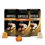 COFFEEZA Flavoured Variety Pack Coffee Capsules - Aluminium Coffee Pods, Box Of 3 (30 Capsules) - 55 Gm