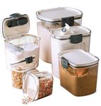 Progressive International Prepworks ProKeeper Kitchen Clear Plastic, Airtight Food, Flour and Sugar Storage Container Set, 6 Piece, White