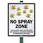 SmartSign 12 x 10 inch “No Spray Zone - Due To Health Risks, Do Not Spray Any Chemicals, Including Pesticides Or Herbicides In This Area” Yard Sign with 3 foot Stake, 40 mil Laminated Rustproof Aluminum, Yellow, Black and White, Set of 1