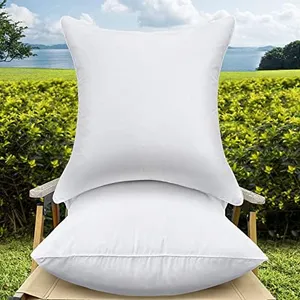 QSWRD 26 x 26 Outdoor Throw Pillow Inserts Set of 2 Waterproof Square Premium Decorative Couch Pillow Stuffers Form Large White Sofa Cushions Indoor