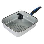 RAZOR Griddle 4 Quart Multi-Use Nonstick Fry Pot and Sauce Pan for Grill and Stovetop with Removeable Rack and Glass Lid