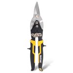 HURRICANE 10 Inch Aviation Tin Snips, Aviation Snips for Cutting Metal Sheet, Heavy Duty Sheet Metal Cutter Shear, Cr-Mo, Straight Cut, High Leverage Aviation Snip, Up to 40% Labor Saving