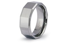 8MM Tungsten Carbide High Polish Faceted Wedding Band Ring, Size X 1/2