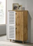 DeckUp Ceylon 4-Door Engineered Wood Shoe Rack (Wotan Oak & White, Matte Finish)