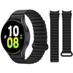 HITZEE Compatible with Samsung Galaxy Watch 7/FE/6 Band 40mm 44mm/Watch 6 Classic 43mm 47mm/Watch 5/Watch 4, 20mm Silicone Magnetic Sport Strap Bracelet for Galaxy Watch 5 Pro/4 Classic, Black