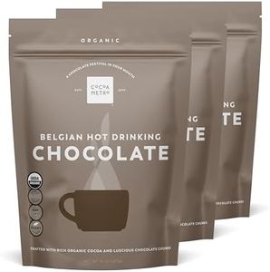 Cocoa Metro Organic Belgian Hot Drinking Chocolate (3-Pack), organic hot chocolate with chunks of rich chocolate, European cacao roasting brings out fullest chocolate flavor, Non-GMO hot cocoa, Not formulated for health benefits but for best chocolate flavor