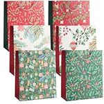 THE TWIDDLERS - 6 Christmas Bags With Sturdy Handles in Assorted Floral Festive Designs - 1 Gift Bag of Each Design - 23cm x 18cm