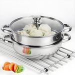 Steamer Pot Stainless Steel 2 Tier - 28cm Steamer Pot w/Glass Lid Food Veg Cooker Pot Cooking Pan Steaming Pot Dim Sum Cookware Steamer For Kitcken Cooking Tool