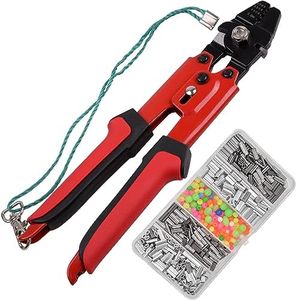 Fishing Crimping Tool Fishing Line Crimping Kit,Fishing Crimping Pliers with Crimp Sleeves Beads Set Wire Rope Leader Crimping Tool 10in Crimper Plier Aluminum Copper Crimp Sleeves