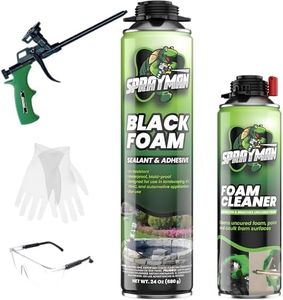 Sprayman Black Foam Sealant - (1x24 Oz) Expanding Polyurethane Pond & Landscape Foam, UV Resistant, Water Proof, Acoustic & Thermal Insulation, Gun Included - 1 Pack