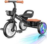Umatoll Tricycle for Toddlers 2-5 Year Old, Ajustable Toddler Bike Outdoor Toys, Birthday Gift for Boy Age 2-4, Trike with Light up Wheels