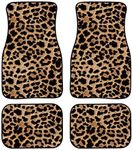 Leopard Universal Fit Front/Rear 4 Piece Full Set Car Floor Mats SUV Truck Carpet