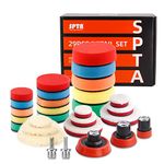 SPTA 29pcs 25mm/50mm/80mm Polishing Pads Drill Buffing Pad Detail Polishing Pad Compound Kit with M14 Thread Backing pad & Adapters for Car Sanding, Polishing, Waxing, Sealing Glaze