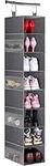 MISSLO 8-Shelf Hanging Shoe Storage Organiser for Wardrobe Shoe Rack with Large Shelf and Side Mesh Pockets for Handbags Clothes Hat Organizer, Grey