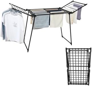 YUBELLES Expandable Clothes Drying Rack, Gullwing Laundry Drying Rack, Space-Saving, Towels, Linens, Indoor, Outdoor Black