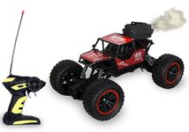 PRIME DEALS High Speed Alloy Metal Body Remote-Control Car 1:18 Racing Car with Fog and Light Rock Crawler 2 Wheel Drive Rock Climber with Mist Smoke Spray Function Monster Car (Medium 2WD Red)