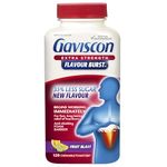 Gaviscon Extra Strength Flavour Burst Tablets - 120 Count - Chewable Foaming Antacid Tablets for Day and Night Heartburn Relief, Acid Reflux and GERD Relief, Fruit Blast - Free of Aluminum, Lactose and Gluten