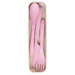 IRIDA NATURALS Unbreakable Wheat Straw Cutlery Set - (Plush Pink) Portable Fork and Spoon Set with Travel Case & Spoon Box for School, Reusable, Light Weight, EcoFriendly & Dishwasher Safe